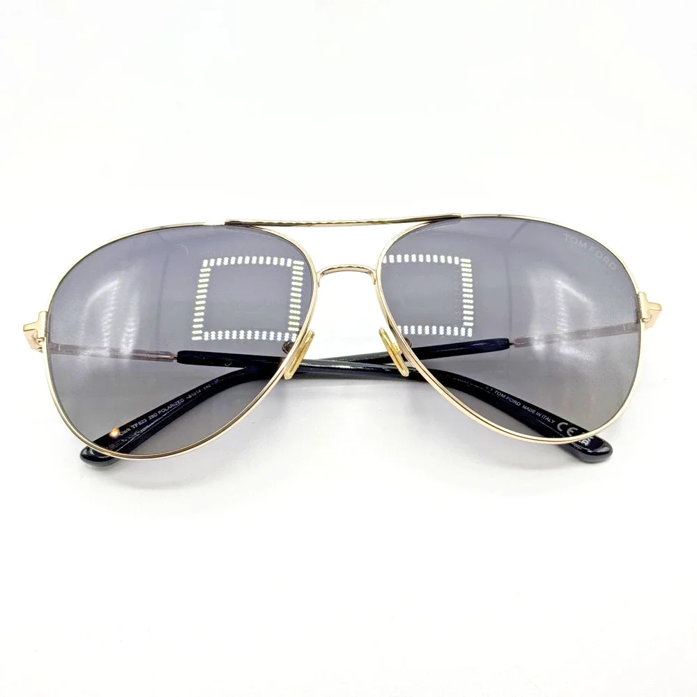 Tom Ford Sunglasses Clark TF823 28D Rose Gold Aviator Polarized Smoke Lens 59mm